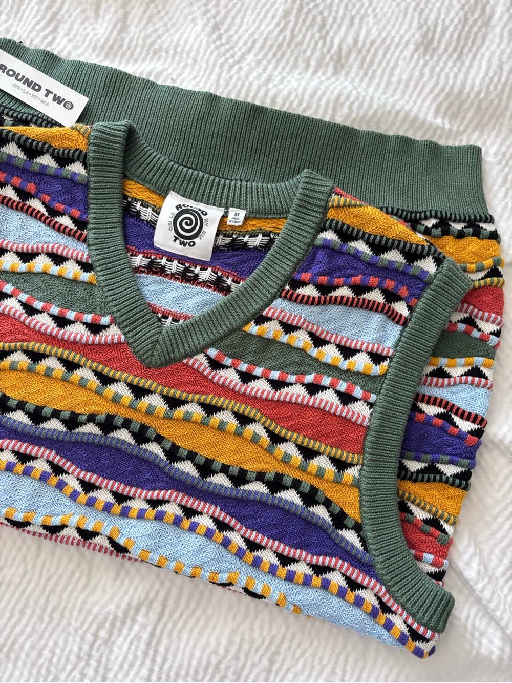 Round Two Vintage Style Jacquard Sweater Vest